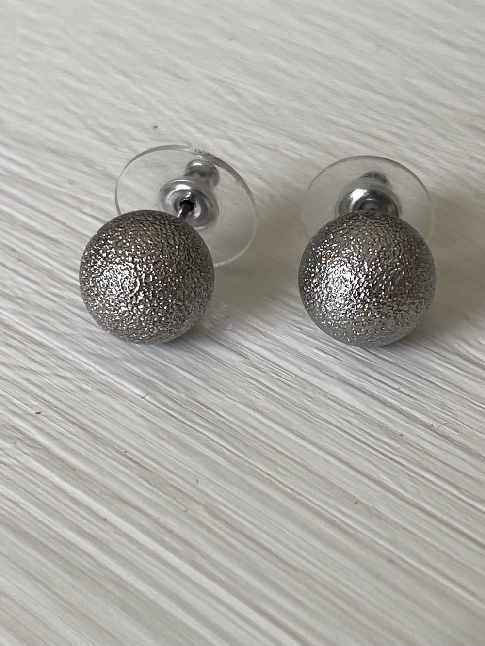 Sparkle Shimmer Textured Silver Pearly Stud Earrings Cottagecore Glam Fairy